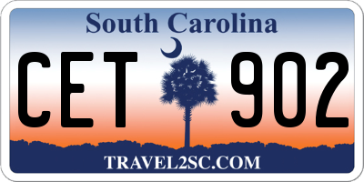 SC license plate CET902