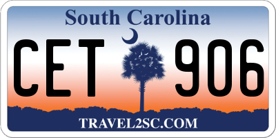 SC license plate CET906