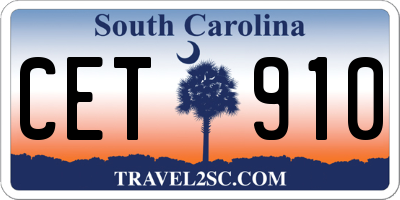 SC license plate CET910