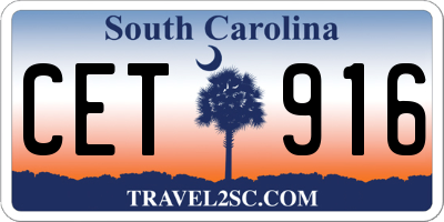 SC license plate CET916