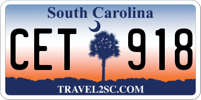 SC license plate CET918