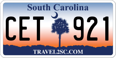 SC license plate CET921