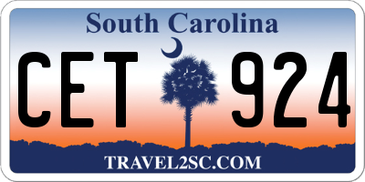 SC license plate CET924