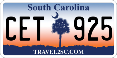 SC license plate CET925
