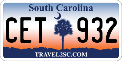 SC license plate CET932
