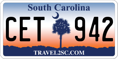 SC license plate CET942