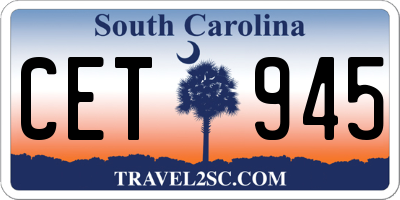 SC license plate CET945