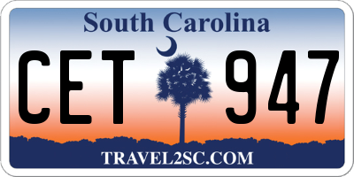 SC license plate CET947