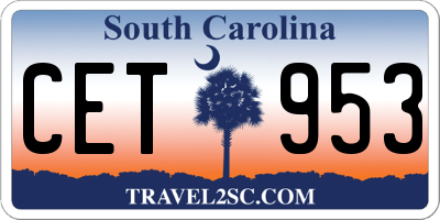 SC license plate CET953