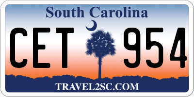 SC license plate CET954