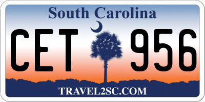 SC license plate CET956