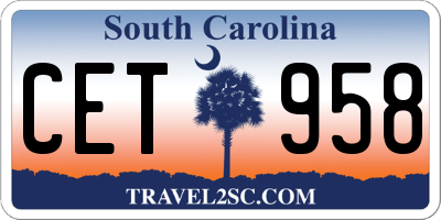 SC license plate CET958