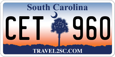 SC license plate CET960