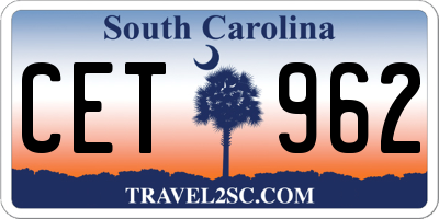 SC license plate CET962