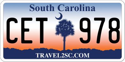 SC license plate CET978