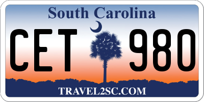 SC license plate CET980