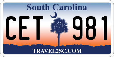 SC license plate CET981