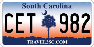 SC license plate CET982