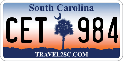 SC license plate CET984