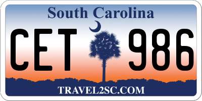 SC license plate CET986