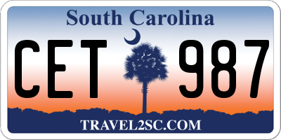 SC license plate CET987