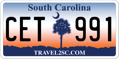 SC license plate CET991