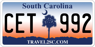 SC license plate CET992