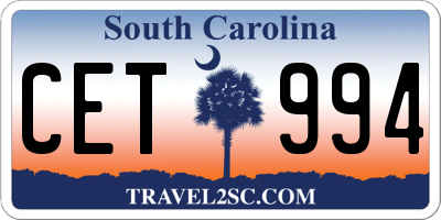 SC license plate CET994