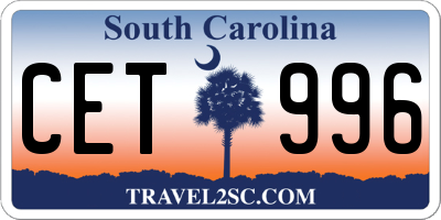 SC license plate CET996