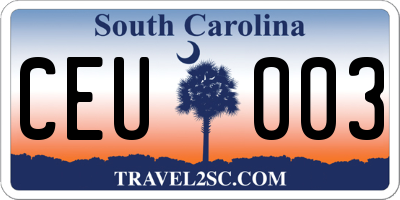 SC license plate CEU003