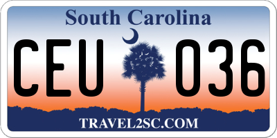 SC license plate CEU036