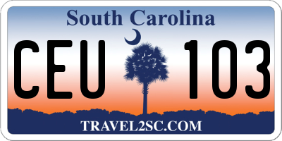 SC license plate CEU103