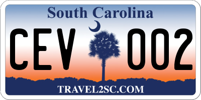 SC license plate CEV002