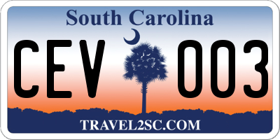SC license plate CEV003