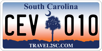 SC license plate CEV010