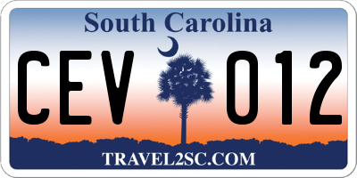 SC license plate CEV012