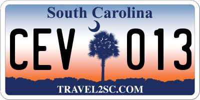 SC license plate CEV013