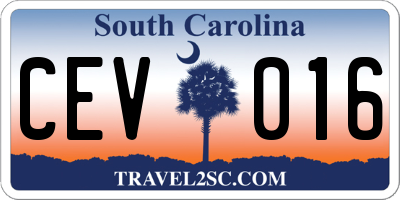 SC license plate CEV016