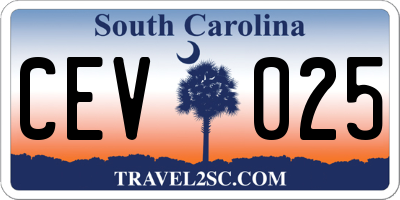 SC license plate CEV025