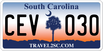 SC license plate CEV030