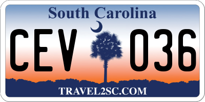 SC license plate CEV036