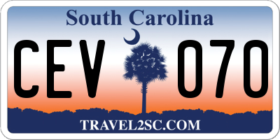 SC license plate CEV070