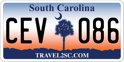 SC license plate CEV086