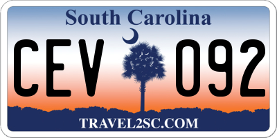 SC license plate CEV092