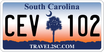 SC license plate CEV102