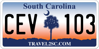 SC license plate CEV103