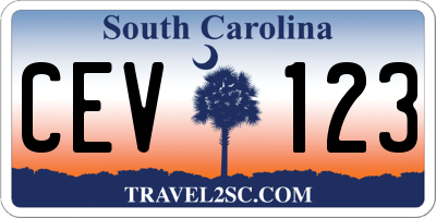 SC license plate CEV123