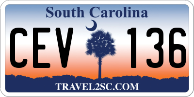 SC license plate CEV136