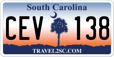 SC license plate CEV138