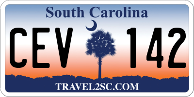SC license plate CEV142
